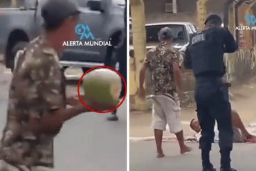 Logró evadir a policías a punta de cuchillos… hasta que alguien lo noqueó con un coco en Brasil