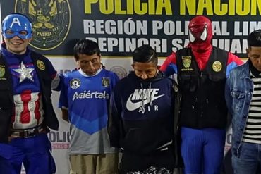 Policías peruanos se disfrazaron de Avengers para sorprender y capturar a miembros de una banda de narcotraficantes (+Video)
