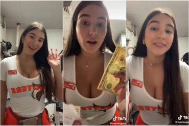 Venezolana que trabaja en un Hooters mostró que ganó $235 en una jornada corta solo en propinas (la cifra es 18 veces mayor al salario mínimo en Venezuela)