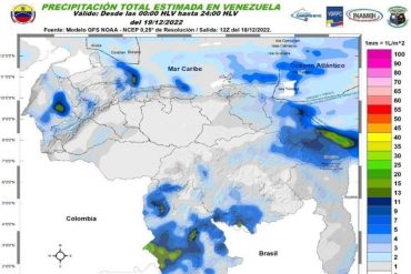 Inameh pronostica nubosidad en gran parte del país este #19Dic: Se esperan lluvias para el Zulia y Amazonas