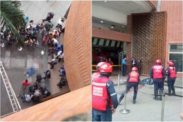 Hombre cayó desde de uno de los pisos superiores de Galerías Ávila e impactó a un transeúnte (+Fotos)