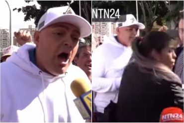 Colectivos empujaron y amedrentaron a trabajadores que protestaban por mejores salarios en el centro de Caracas (+Video)