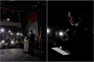 Alumbrado por las linternas de los celulares: dejaron sin electricidad el anfiteatro donde Guaidó presentaba su rendición de cuentas (+Fotos)