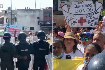 Así hicieron retroceder a la GNB los docentes y trabajadores para que avanzara protesta en Yaracuy (+Video)