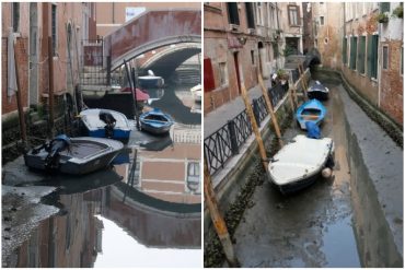 Se secan los canales de Venecia por la falta de lluvias durante varias semanas en Italia (+Fotos) (+Video)