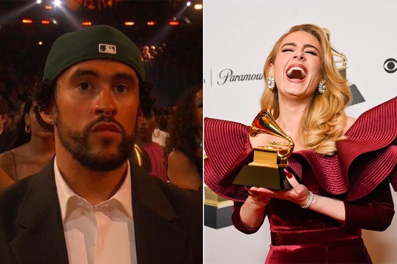 La cara de Bad Bunny al perder un Grammy ante Adele