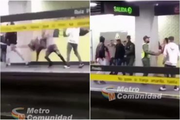 “Métele, dale”: La tremenda trifulca que se armó en uno de los andenes de la estación Ruiz Pineda (+Video)