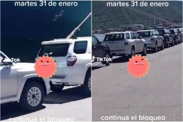 Venezuela “brutalmente sancionada”: la larga fila de camionetas Toyota en Puerto Cabello (+Video)