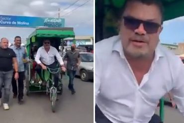 “Con Rausseo me resteo”: El Conde del Guácharo empezó a hacer campaña en Zulia en bicitaxi (+Video)