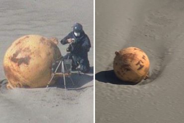 Conmoción en Japón tras la aparición de una extraña esfera metálica en el centro de una playa (+Fotos +Videos)