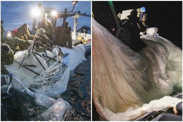 Armada estadounidense publicó fotos de los restos que ha recuperado del globo espía chino que derribó sobre el Atlántico tras ingresar a su territorio