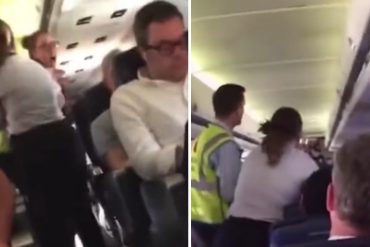 Una mujer perdió el control frente a los pasajeros de un avión cuando su novio le terminó en pleno vuelo (+Videos)