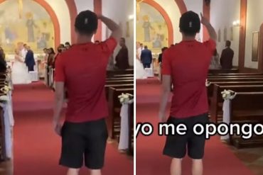 La pesada broma de un joven que entró a una iglesia a gritar “yo me opongo” ante la mirada atónita de los novios e invitados (+Video)