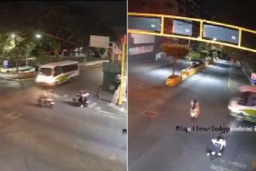 Atropellan a una pareja de motorizados en Los Teques: El conductor de la moto avanzó cruzando el semáforo en rojo