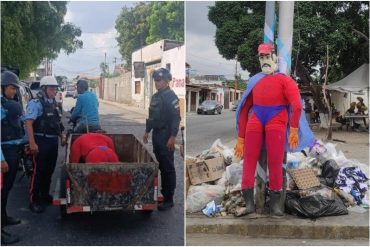 En Barquisimeto la policía se llevó a un “Súper Bigote” que iban a quemar como Judas el Domingo de Ramos