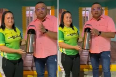 Alcalde chavista le regaló un termo de café a una jefa de calle en Apure y lo presumió en redes: “Fortaleciendo el emprendimiento” (+Video)