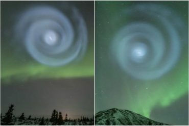 El extraño espiral azul y brillante que recorrió el cielo de Alaska y que confundieron con un “portal extraterrestre” (+la explicación científica)