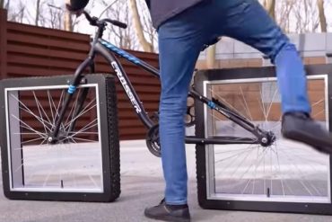 Ingeniero ucraniano desarrolla una bicicleta con ruedas cuadradas que se desplaza perfectamente (+Video)