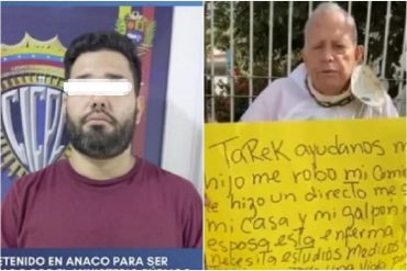 “Tarek, ayúdanos, mi hijo me robó y no tenemos qué comer”: Detenido sujeto en Anzoátegui que fue denunciado por su propio padre (+Video)