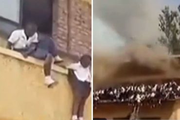 Alumnas saltaron desde un segundo piso para evitar morir quemadas en voraz incendio en un colegio en el Congo (+Video)