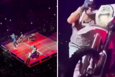 Anuel AA pierde control de su moto en medio del escenario: vehículo cayó entre el público (+Videos)