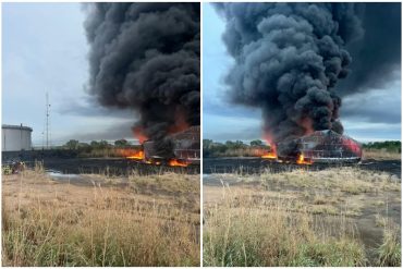 Por el impacto de un rayo se incendió un tanque de almacenamiento de petróleo en el estado Zulia (+Video)