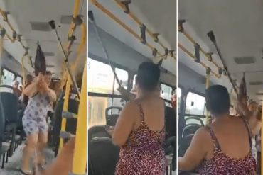 Mujeres pelean dentro de un bus al estilo “Star Wars” pero con paraguas en vez de sables (+Video)