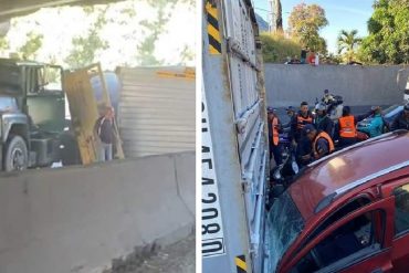 Gandola aplastó parte de un vehículo en la autopista Francisco Fajardo: al menos tres personas resultaron heridas (+Fotos +Videos)