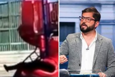 El momento en que Gabriel Boric quedó atascado tras lanzarse por un tobogán para niños (+Video)