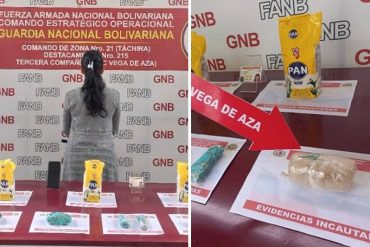 Detenida en Táchira mujer proveniente de lara que traficaba casi un kilo de cocaína entre paquetes de harina y sus partes íntimas