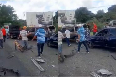 Accidente en Portuguesa: gandola perdió el control y chocó a varios vehículos que esperaban en fila de gasolina (+Video)