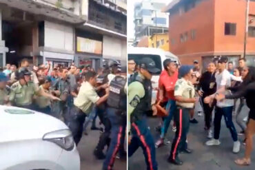 Se armó una trifulca entre buhoneros y policías en Sabana Grande: comerciantes denuncian decomiso de su mercancía (+Videos)