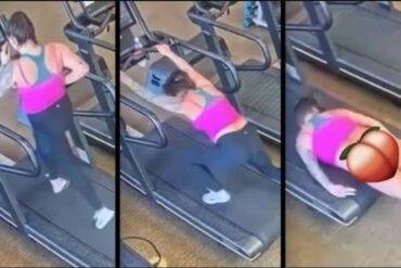 Mujer tuvo un accidente en la caminadora en el gimnasio y terminó mostrando su trasero a todos y sin pantalones