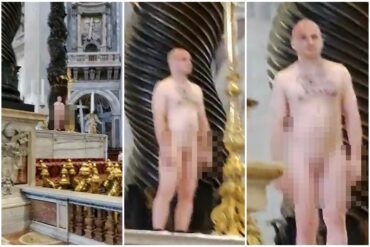 Un hombre se desnudó en el altar de la Basílica de San Pedro del Vaticano en protesta contra la guerra de Rusia: “Salven a los niños de Ucrania” (+Video)