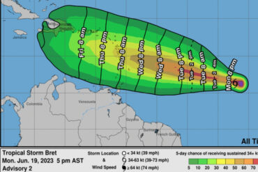 Tormenta tropical Bret se fortalece y podría tener categoría de huracán: ¿afectará a Venezuela?