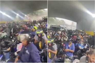 LLuvia en Caracas: así motorizados generan larga cola de vehículos y caos al obstaculizar el paso por la autopista Francisco Fajardo (+Video)