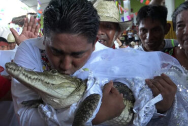 Alcalde en México se casó con un cocodrilo para «pedir prosperidad y abundancia» por su comunidad (+Video)