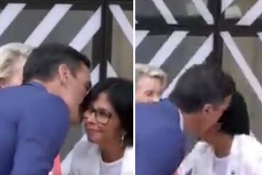 Con besos y todo: así de emocionado saludó el presidente español Pedro Sánchez a Delcy Rodríguez, durante encuentro en Bruselas (+Video)