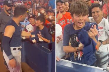 La emotiva reacción de un niño al que José Altuve le regaló su camisa al término de un partido (+Video)