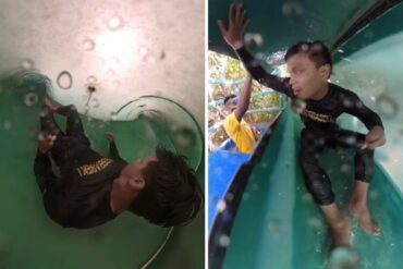 El angustiante video de un TikToker que quedó atascado en el medio de un tobogán (+Video)