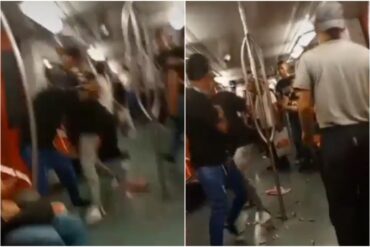 “Tú eres burda de malo, ¿no?”: dos vendedores de caramelos se fueron a los puños y las patadas en un tren del Metro de Caracas (+Video)