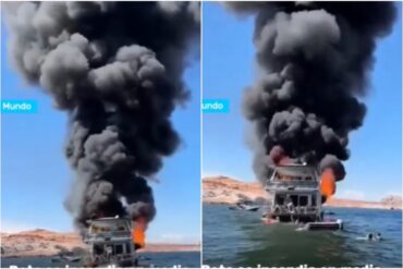 Las desesperantes imágenes de un bote que se incendió con 29 personas a bordo en  Arizona (+Video)