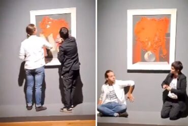 Activistas climáticos tiran pintura sobre un cuadro de Picasso como forma de protesta en Lisboa (+Video)