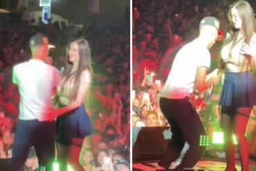 Escándalo en España: Rapero simuló con una influencer una escena de sexo oral en pleno concierto (+Video)