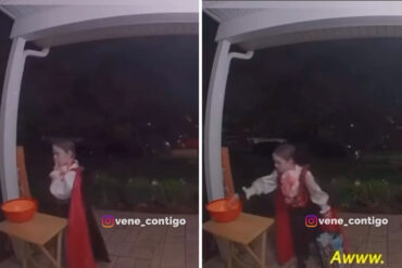 Niño fue a pedir dulces por Halloween: encontró una cesta vacía y compartió de sus propias chucherías (+Video)