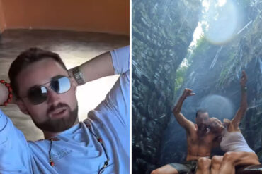 El emotivo encuentro entre el turista británico Patrick y Valentina Quintero desde Canaima y la cueva de Kavac: “El guayabo lo enmudeció. Lloramos” (+Video)