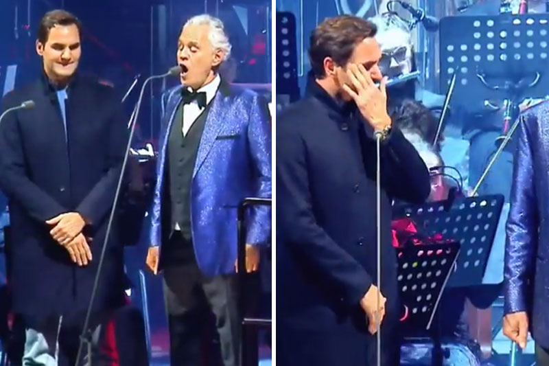 The tears of tennis legend Roger Federer when the Italian tenor Andrea Bocelli took him on stage to sing “Nessun Dorma” (+Video)