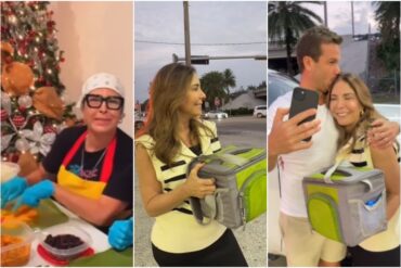 Viviana Gibelli se reencontró con el actor Eduardo Orozco y le hizo un “delivery especial”: le entregó hallacas hechas por Alba Roversi (+Videos)