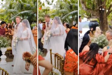 El momento en el que un matrimonio es interrumpido por un fuerte sismo en Filipinas (+Video)