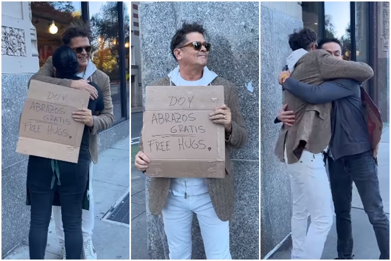 Carlos Vives salió a repartir “abrazos gratis” en las calles de Boston y la reacción de la gente fue increíblemente conmovedora (+Video)